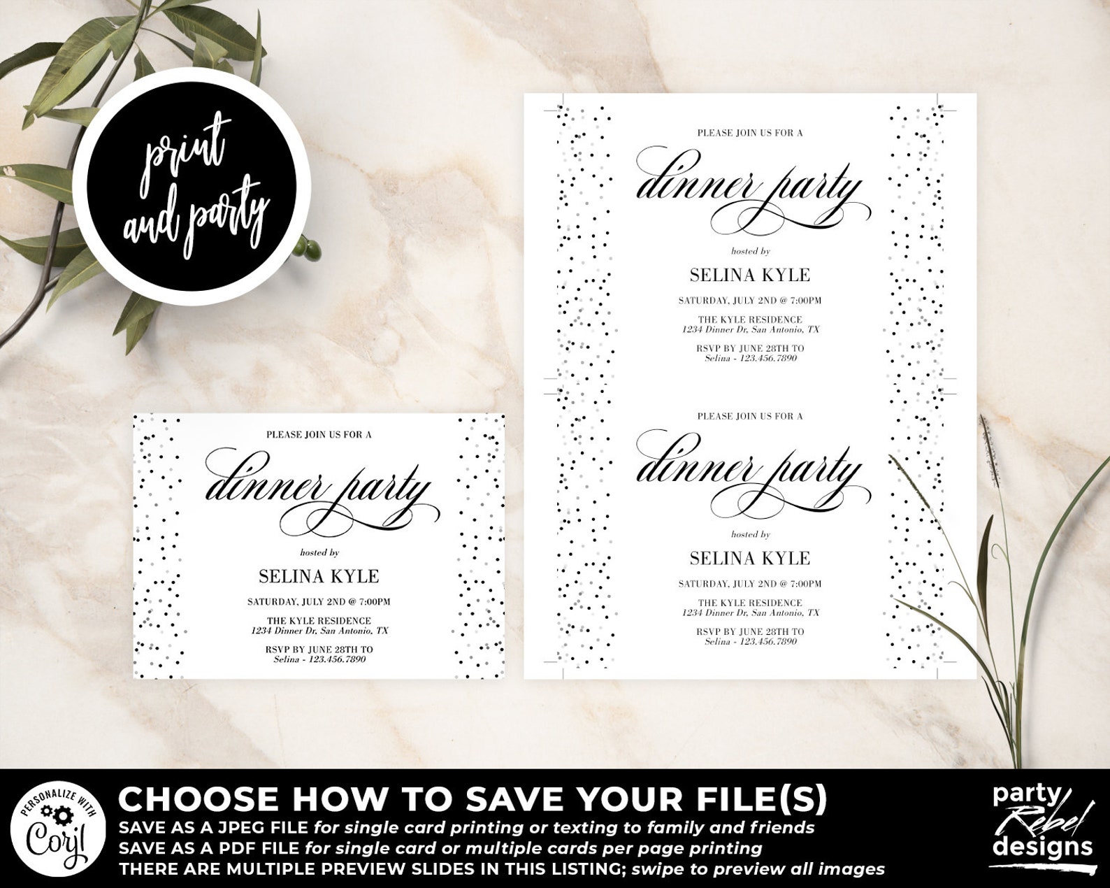 Dinner Party Invitation Template Printable Birthday Dinner - Etsy