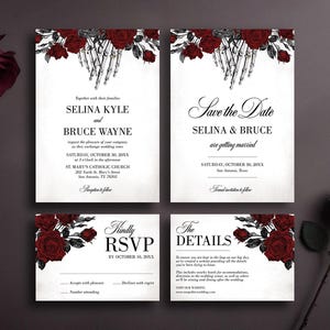 Gothic Wedding Invitation Suite Editable Instant Download Templates, Skeleton Hands Vintage Goth Death Save the Date Digital Download, WS16