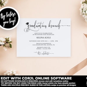 Graduation Brunch Invitation Template, Graduation Party Invitation, High School Graduation Invitation, College Graduation Invitation, GD23