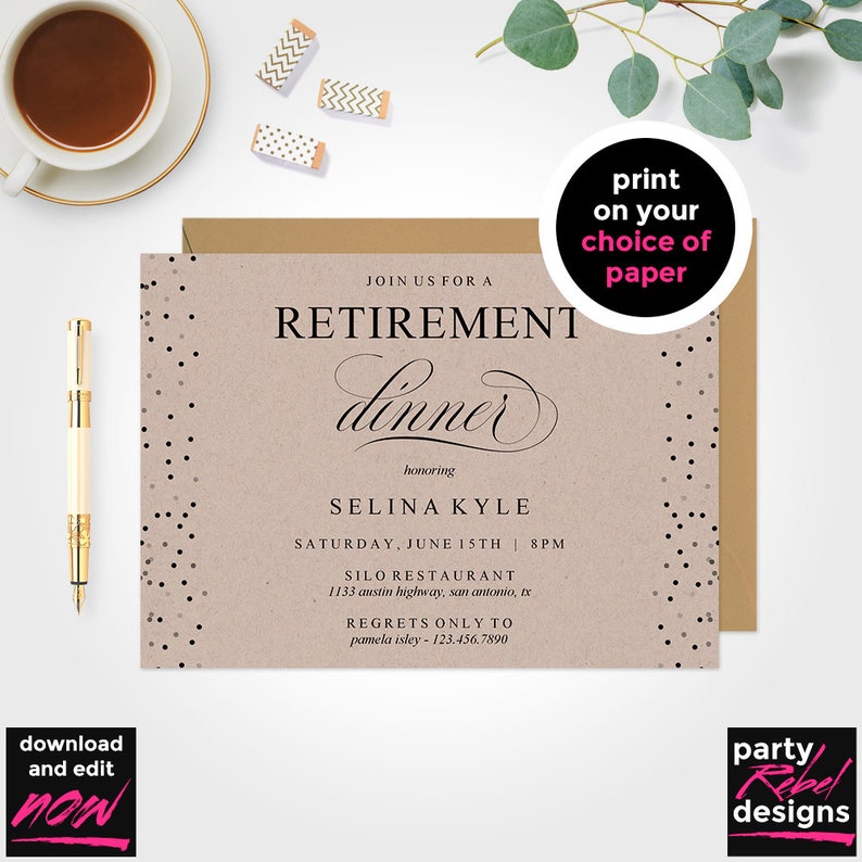 Retirement Dinner Invitation Printable Template Appreciation | Etsy