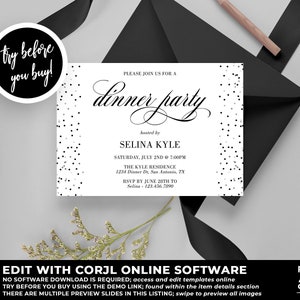 Dinner Party Invitation Template Printable, Birthday Dinner Party, Appreciation Dinner Party, Editable Dinner Invitation, Corjl DP01