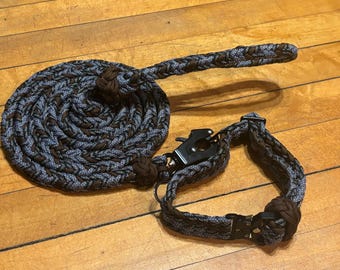 Handmade Braided Paracord Dog Collar and Leash Set