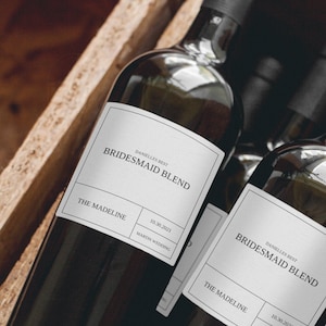 Bridesmaid Wine Bottle Label Template, Bridesmaid Gift, Editable and Printable Instant Download