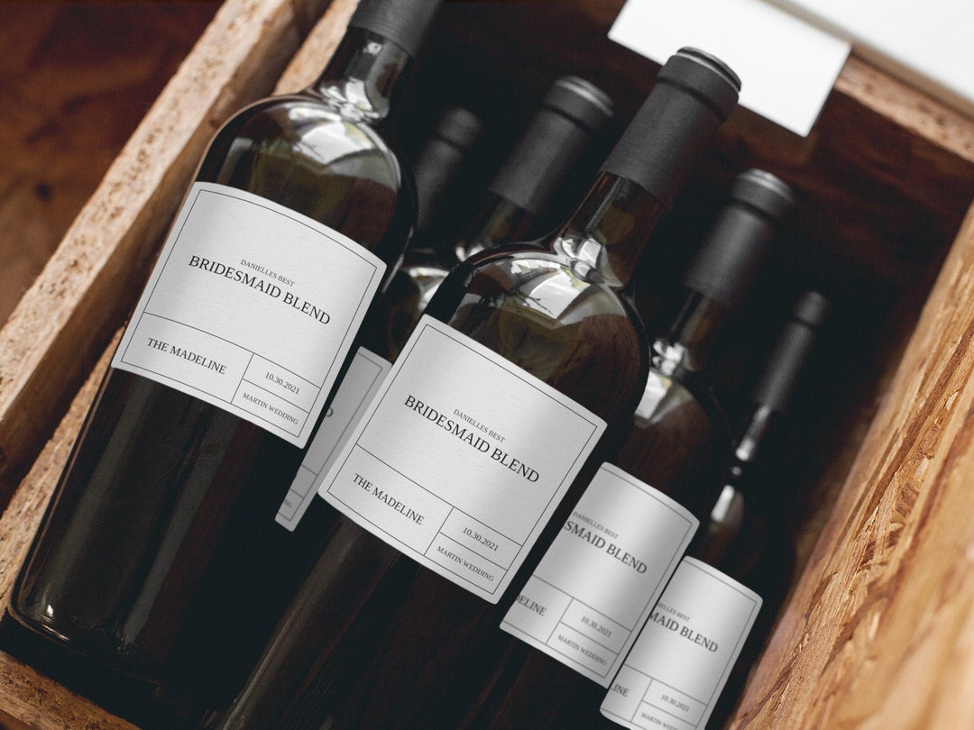 Bridesmaid Wine Bottle Label Template, Bridesmaid Gift, Editable and ...