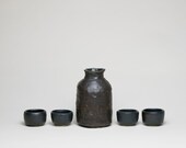 Sake Set. Japanese aesthetic. Ceramic. Pottery. Bottle. Cups. Drinkware. Sake. Serving.
