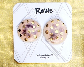 Studs. Porcelain studs. Ceramic earrings. Earrings. Porcelain. Jewelry. Ceramic jewelry. Wearable art. Gold.