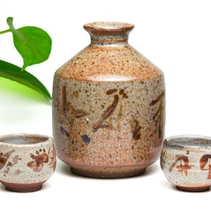 Sake set. Sake. Ceramic. Barware. Dinnerware. Japanese aesthetic. Bottle. Tray. Set. Drink.