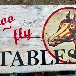 SIGNO DE MADERA Caballo Estable signo caballo signo vintage signo Shoo Fly Stables personalizar signo granja País signo personalizado signo granja signo granero arte