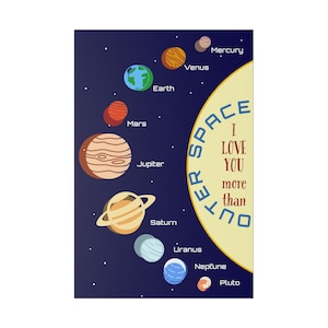 Solar System Canvas Print: I Love You More, Space Nursery Decor