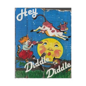 Hey Diddle Diddle Canvas Print: Vintage Nursery Rhyme Art