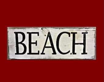 TRÄSKYLT Vintage-stil Strandskylt - Stranddekor (25x60 cm)