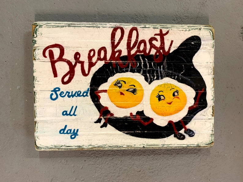 eggs vintage looking sign kitchen decor food art restaurant sign diner decor vintage sign Breakfast sign retro vintage sign