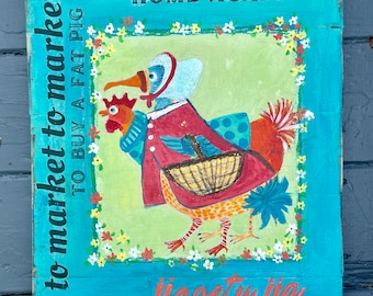 WOOD SIGN vintage Nursery Rhyme Sign: farm animal Decor
