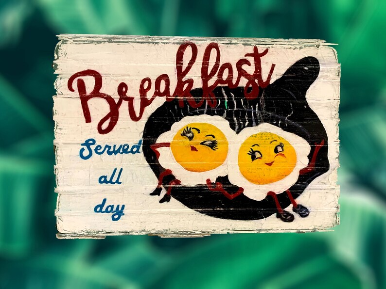 eggs vintage looking sign kitchen decor food art restaurant sign diner decor vintage sign Breakfast sign retro vintage sign