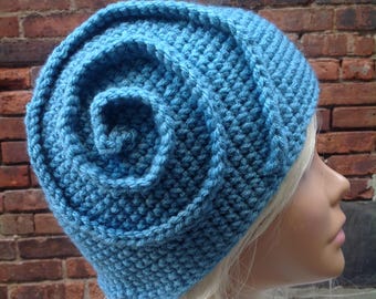 Crochet cloche, flapper hat, aqua cloche, vintage style woman hat, winter hat, gift for her, women accessories