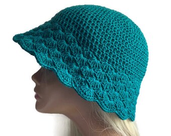 Crochet Women/'s Sun HatDune hatHat with BrimSummer Beach HatCotton Beach HatShell Stitch HatWomen/'s Beach HatSummer HatGift for her