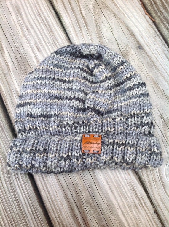 Knit Men Hat Knitted Beanie Gift For Him Gift For Her Unisex Gray Slouchy Hat Winter Accessories