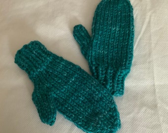Handgestrickte Handschuhe - türkise Handschuhe