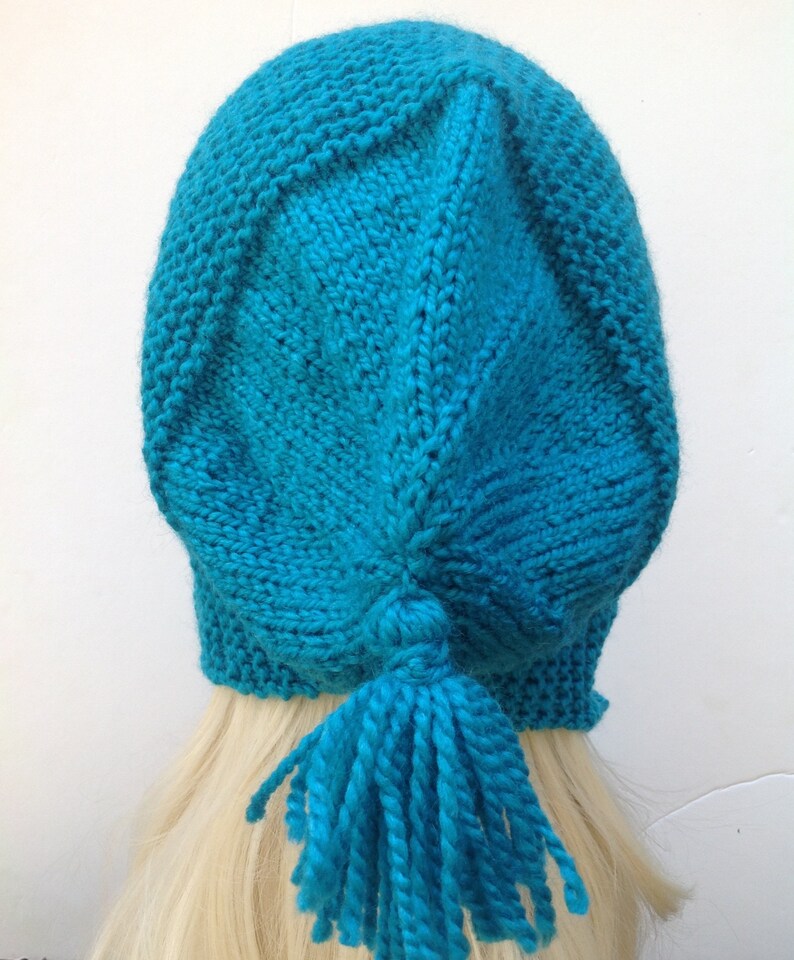 chunky hat ear flap hat blue hood wool hooded hat with tassels