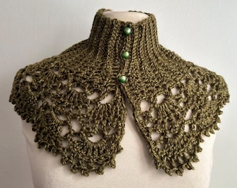 Cuello de ganchillo, calentador de cuello de encaje victoriano