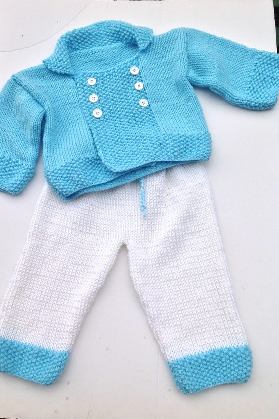 Knitted baby outfit baby boy outfit knit baby jacket Etsy