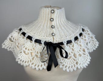 Cuello de ganchillo, calentador de cuello de mohair