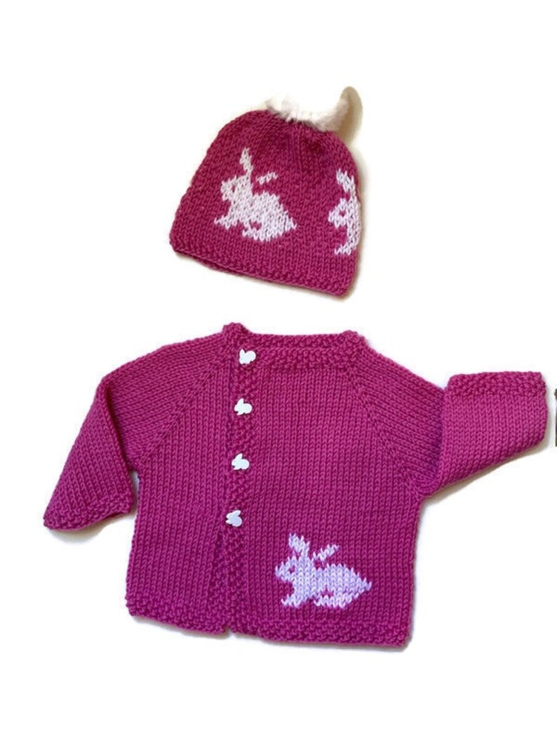 Baby Easter set knitted baby cardigan pink and white Etsy