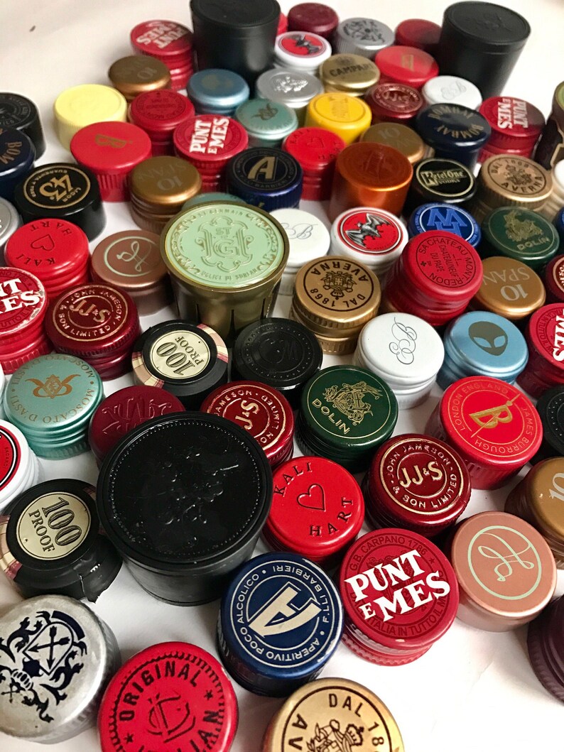 Recycled Liquor Caps Sets of 20 Alcohol Caps Plain Screw Etsy
