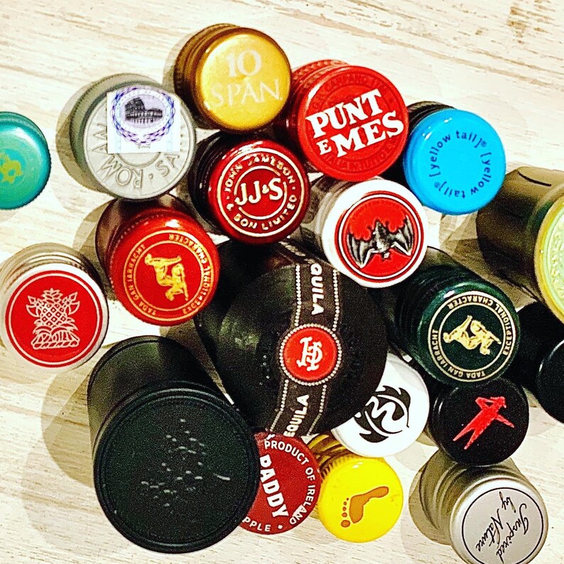 Recycled Liquor Caps Sets of 20 Alcohol Caps Plain Screw Etsy