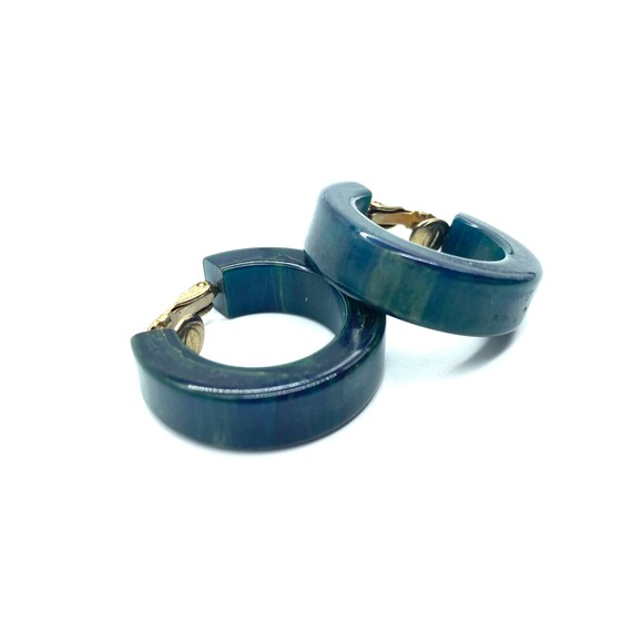 60’s Vintage Emerald Marbled Bakelite Studs, Trans