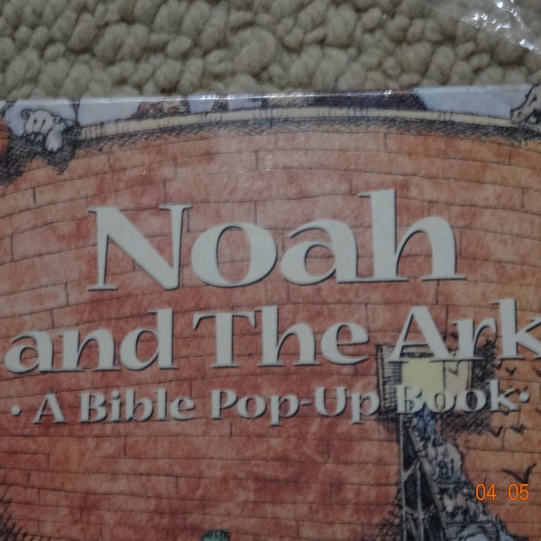 Livre pour enfants, Noah and the Ark, Bible pop-up, plus broche connexe incluse, comme neuf, 1990