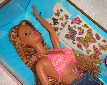 Poupée, Barbie, Butterfly Art, adulte seulement, 1997, décorations, #20359, choses pour enfant aussi, cheveux frisés (inhabituel), short, soutien-gorge, lavable