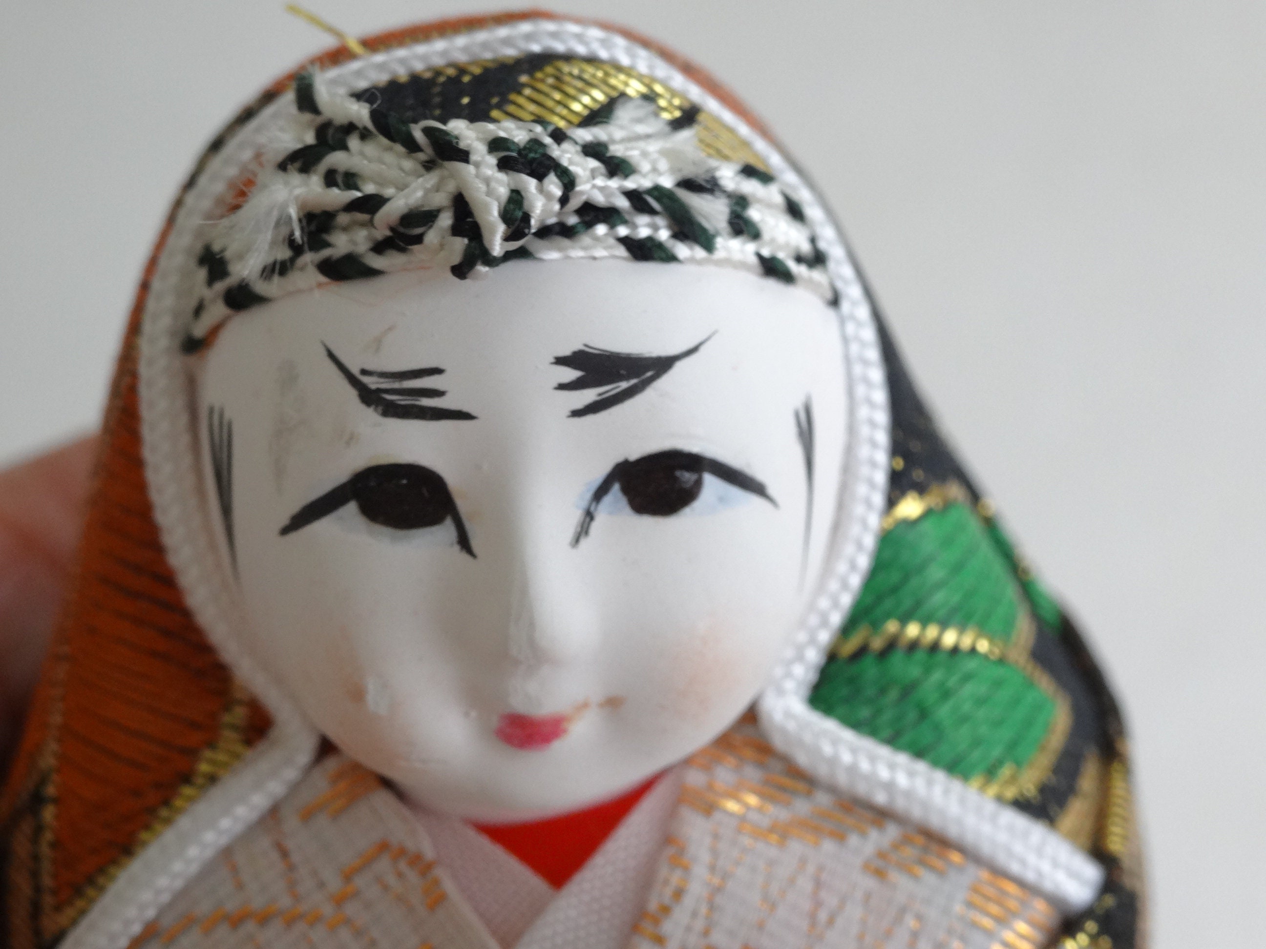 Set of THREE Hime Daruma Roly Poly Japanese Dolls, Japanese Good