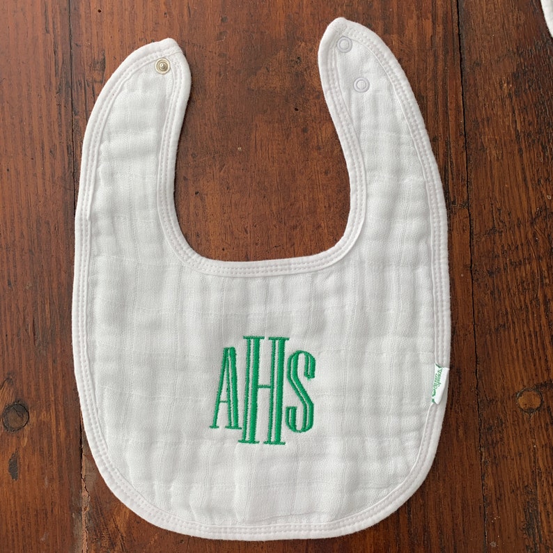 Monogrammed Organic Cotton Muslin Snap Bib Preppy Bibs Etsy
