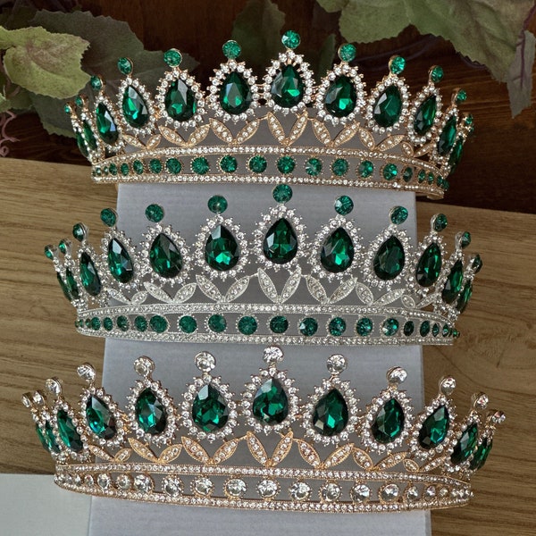 Emerald Green Tiara Quinceanera Green and Gold Tiara Wedding Tiara Emerald Green and Silver Tiara Quinceanera Tiara Sweet 16