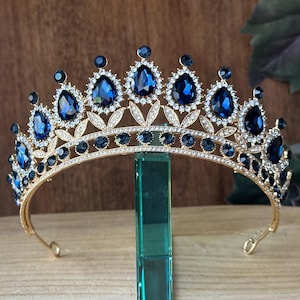 Navy Blue Tiara Quinceañera Tiara Wedding Tiara Birthday Coronas para Quinceañera Elegant Tiaras and Crowns for Every Occasion