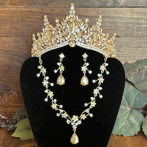 Quinceanera Jewelry Set Gold Champagne - Etsy display picture 1