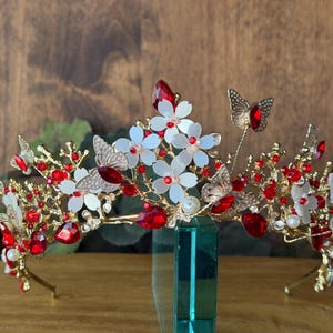 Red & Gold Butterfly Tiara: Quinceañera Enchanted Weddings, Birthday Princess Pageants Crowns, Proms bild 5