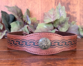 Viking Faux Leather Headband, Celtic Knot Circlet, Norse Headpiece, Renaissance Faire, Medieval LARP Costume