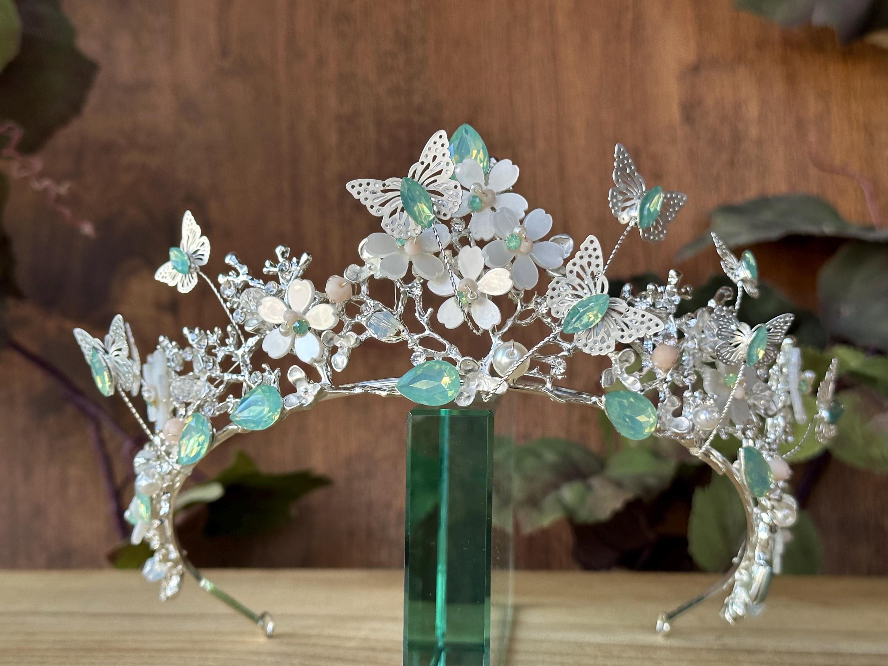 Large Floral Butterflies Tiara Crown for Quinceanera Silver/Purple Crystals Purple Butterfly Tiara - Etsy main image 2