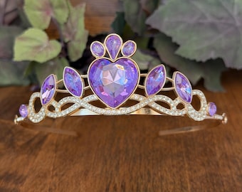 Princess Girl Lilac Headband with Diamond Heart: Toddler Tiara, Birthday Photo shop, Hair Accessories