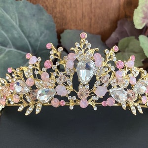 Light Pink Tiara Birthday Tiara Wedding Tiara Princess Renaissance Boho Tiara Quinceañera Tiaras and Crowns for Every Occasion Prom Tiaras