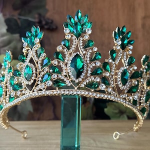 Green Tiara Quinceañera Tiara Wedding Tiara Birthday Coronas para Quinceañera Elegant Tiaras and Crowns for Every Occasion Prom Tiaras
