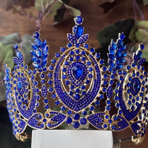Full Blue Tiara Tiara Quinceañera Tiara Wedding Tiara Birthday Coronas para Quinceañera Elegant Tiaras and Crowns for Every Occasion