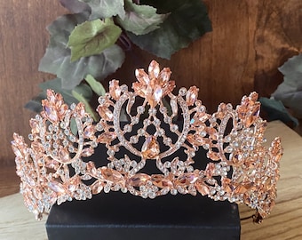 Rose Gold and Crystal Tiara Quinceanera Tiara Bridal Tiara Wedding Tiara Rose Gold Quinceanera Tiara Sweet 16