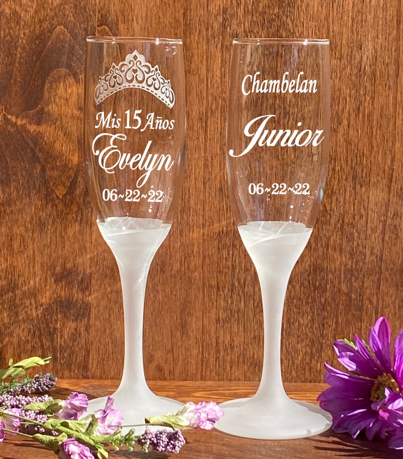 Quinceañera Champagne Flute Quinceanera Glasses Champagne Etsy