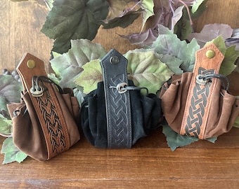 Medieval Renaissance Coin Pouch: Celtic Viking Cosplay Accessory, PU Leather Bag Pirate