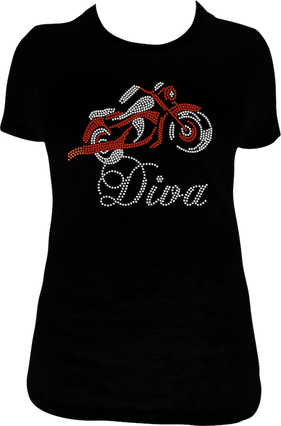 Biker Rhinestone T shirt Biker Diva Rhinestone T shirt Wine Women s Rhinestone T shirt Custom Rhinestone T shirts Motocycle Rhinestone Etsy