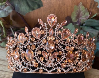 Rose Gold and Crystal Tiara Quinceanera Tiara Bridal Tiara Wedding Tiara Rose Gold Quinceanera Tiara Sweet 16