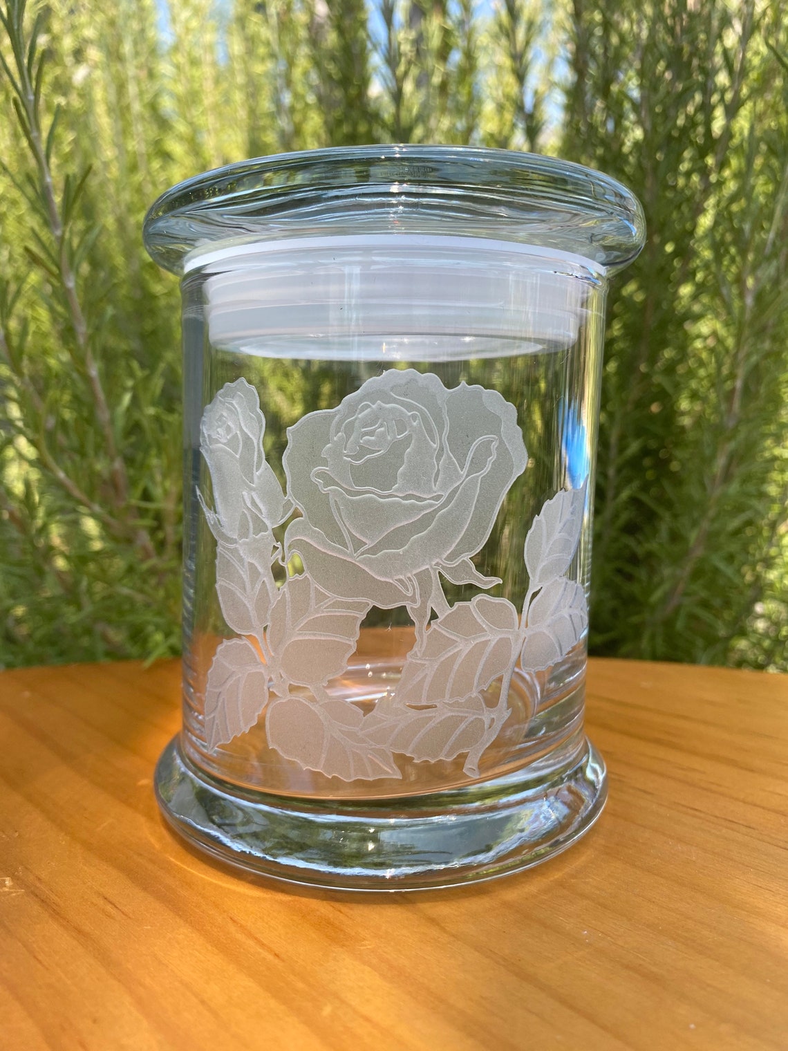 Rose Jar Personalized Jar with lid Engraved Glass Jar with Etsy